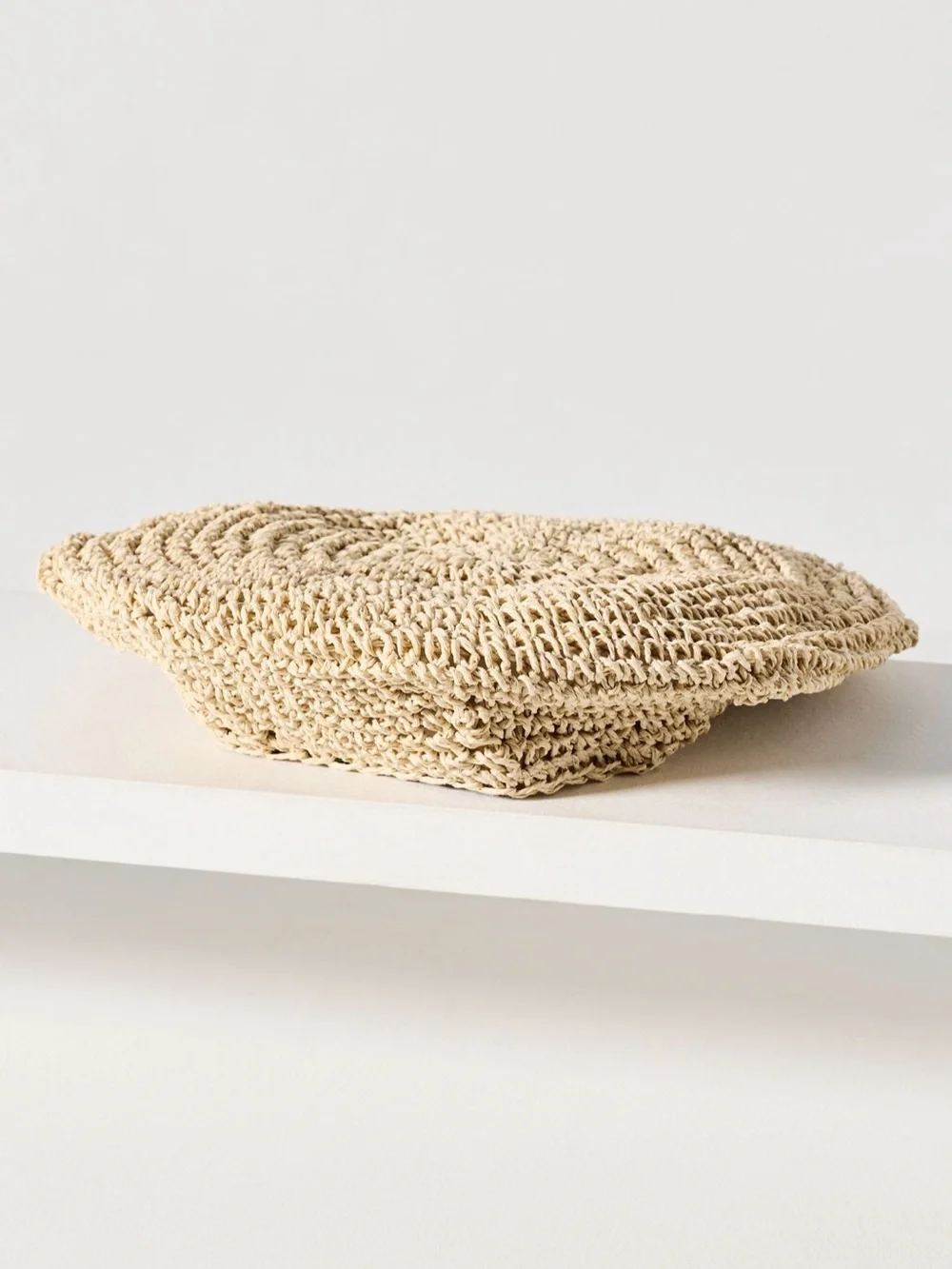 Anthropologie Wyeth paper straw beret hat in neutral pattern